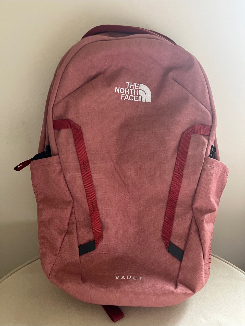 The North Face Vault Backpack - Dusty Rose with Red Accents